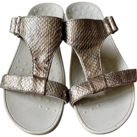 Vionic Vegan Pacific Ellie Snake Slides Adjustable Straps - Rose Gold - 9 - Picture 3 of 10